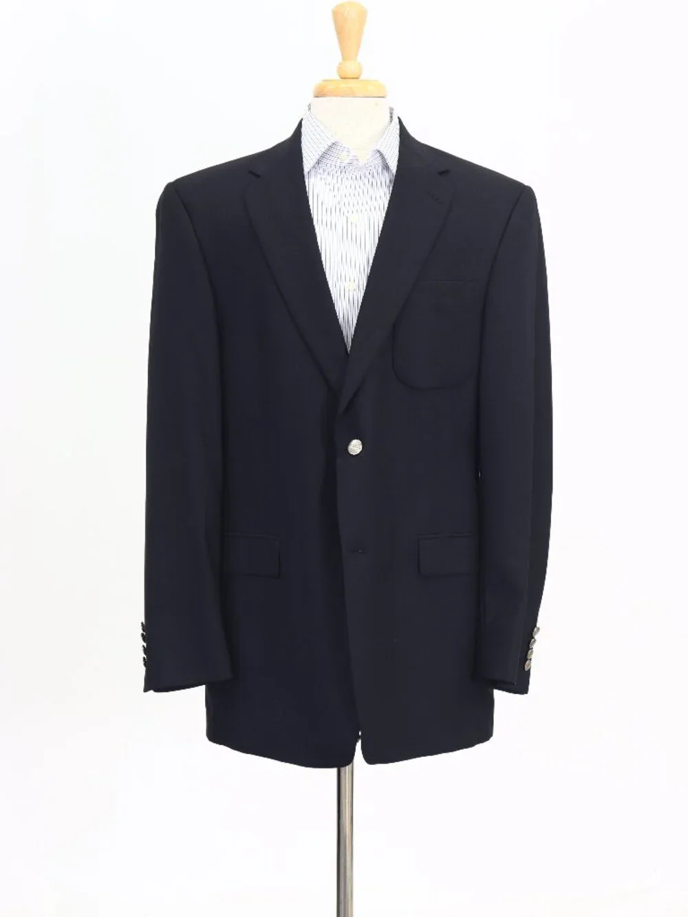 Hart Schaffner Marx Union Made 44L Black Blazer Sport Coat Jacket 2-Button Solid